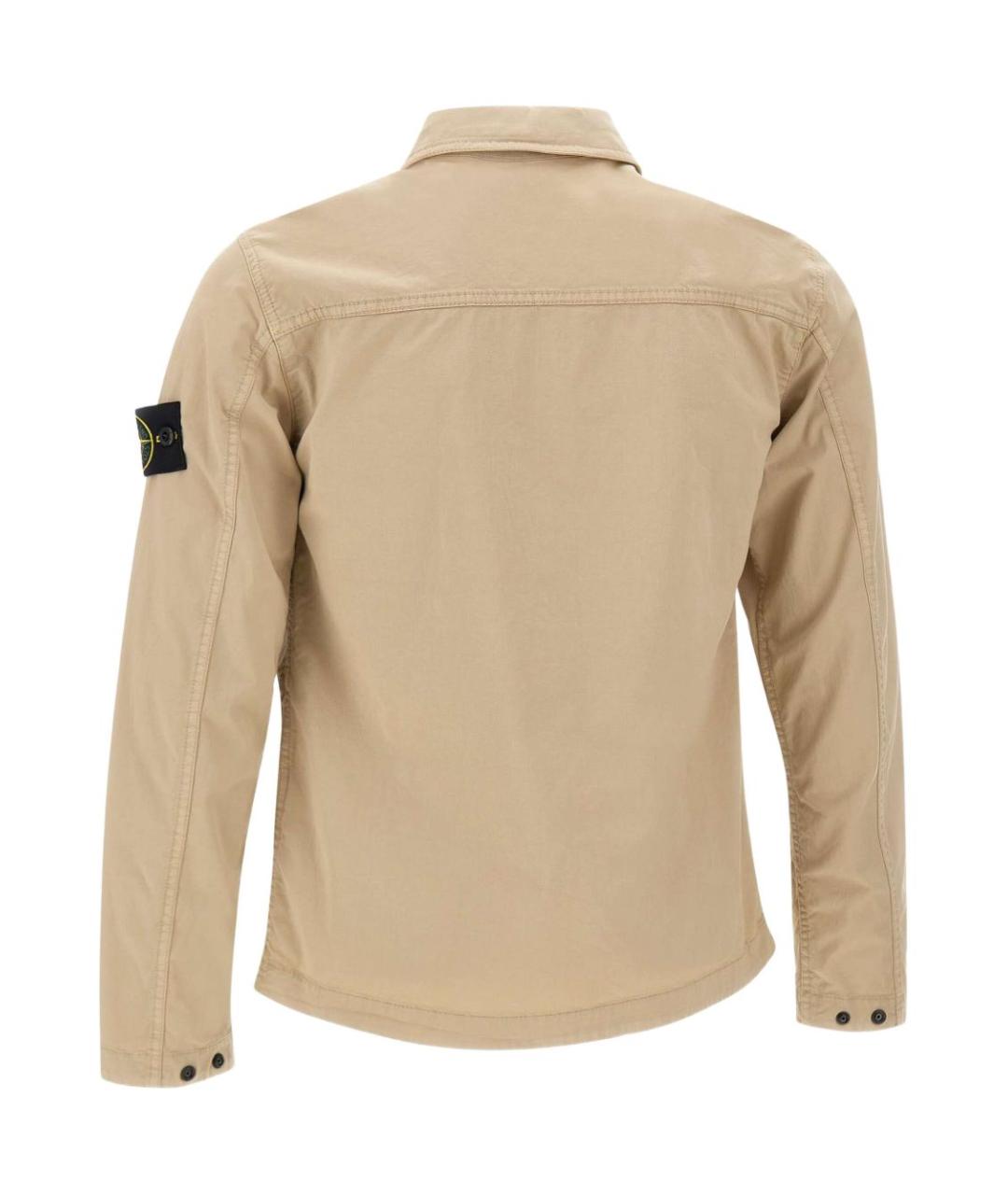 STONE ISLAND Бежевая хлопко-эластановая куртка, фото 3