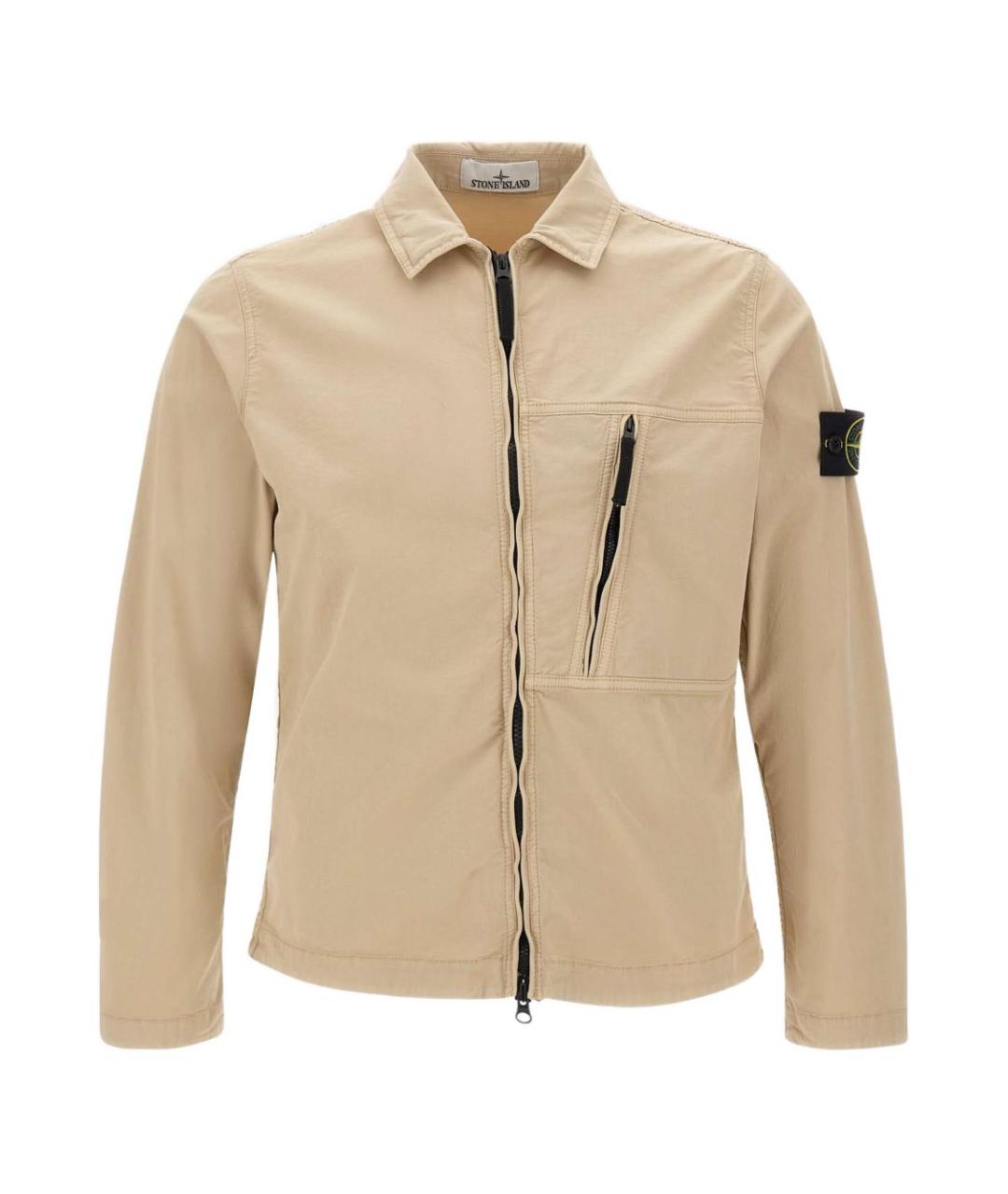 STONE ISLAND Бежевая хлопко-эластановая куртка, фото 1