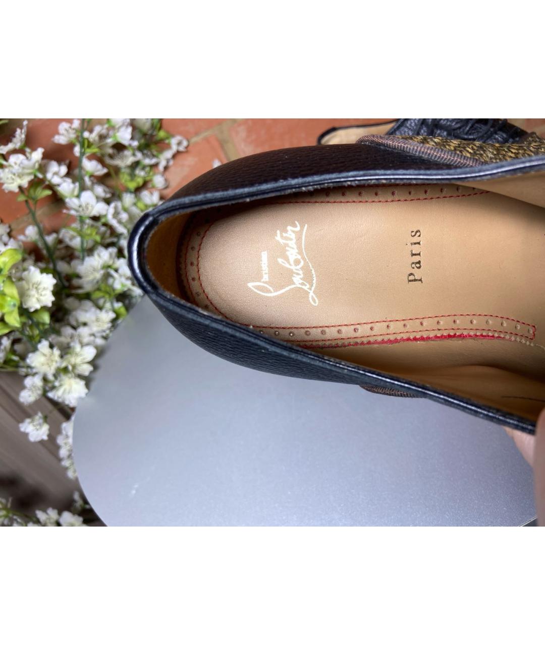 CHRISTIAN LOUBOUTIN Черные кожаные низкие ботинки, фото 7