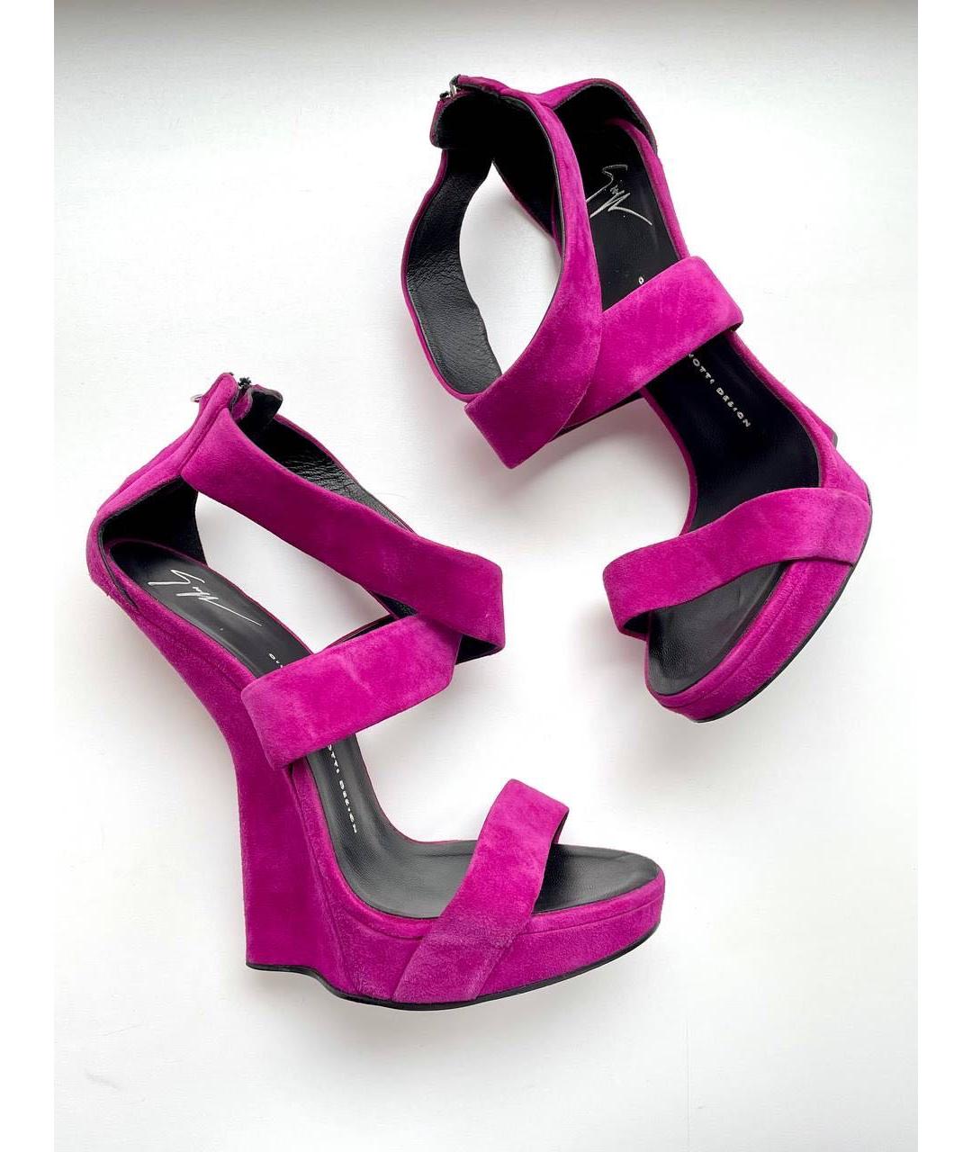 GIUSEPPE ZANOTTI DESIGN Фуксия замшевые босоножки, фото 7