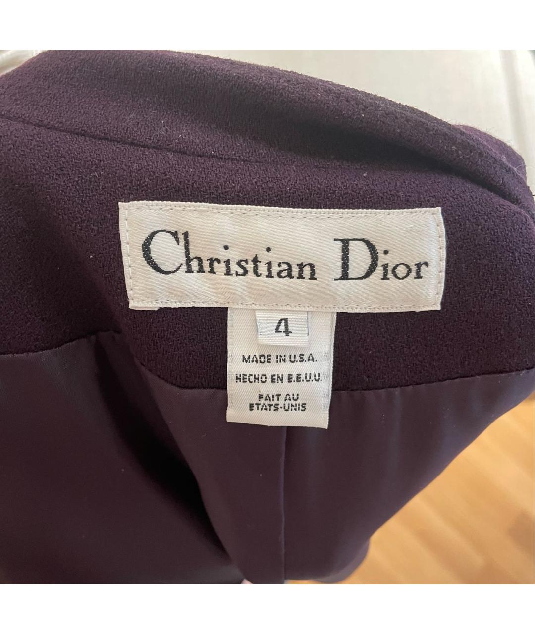 CHRISTIAN DIOR Фиолетовый шерстяной костюм с юбками, фото 3