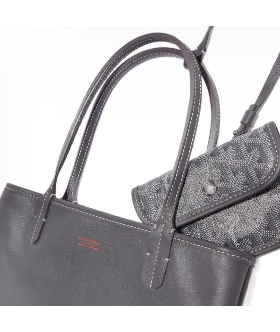 GOYARD Антрацитовая кожаная сумка тоут, фото 3