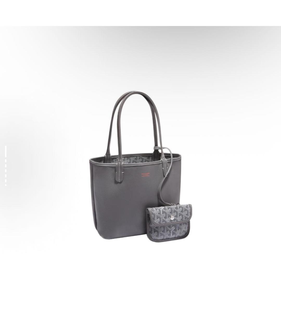 GOYARD Антрацитовая кожаная сумка тоут, фото 5