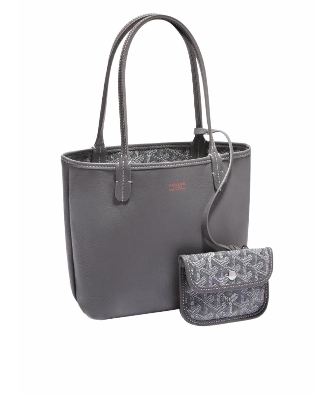 GOYARD Антрацитовая кожаная сумка тоут, фото 1