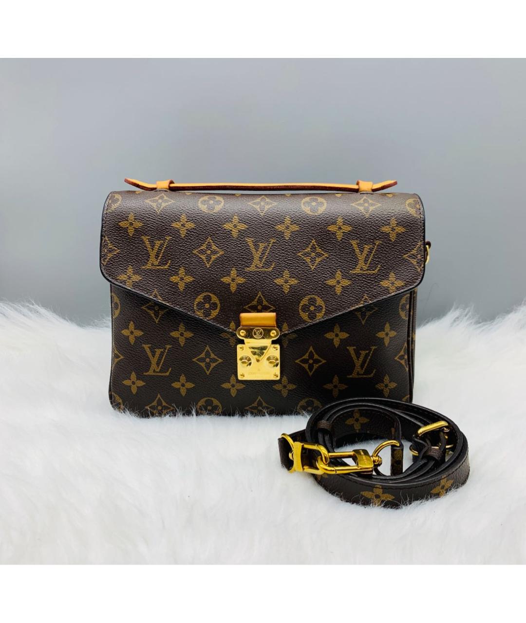 LOUIS VUITTON Коричневая кожаная сумка через плечо, фото 8