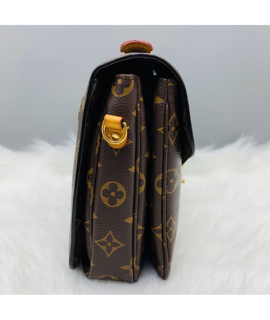 LOUIS VUITTON Коричневая кожаная сумка через плечо, фото 3