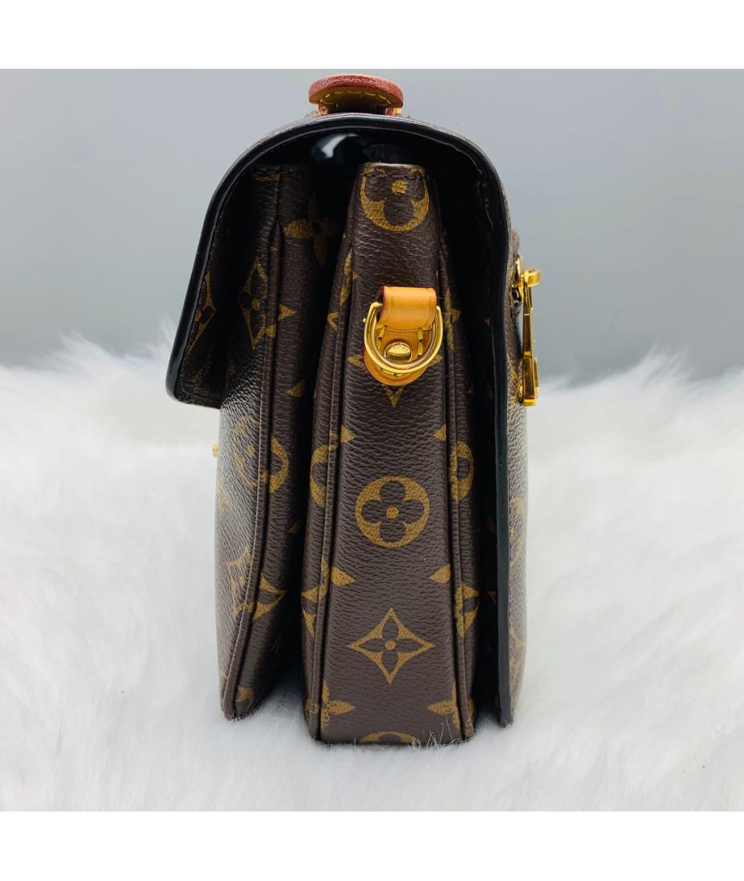 LOUIS VUITTON Коричневая кожаная сумка через плечо, фото 4