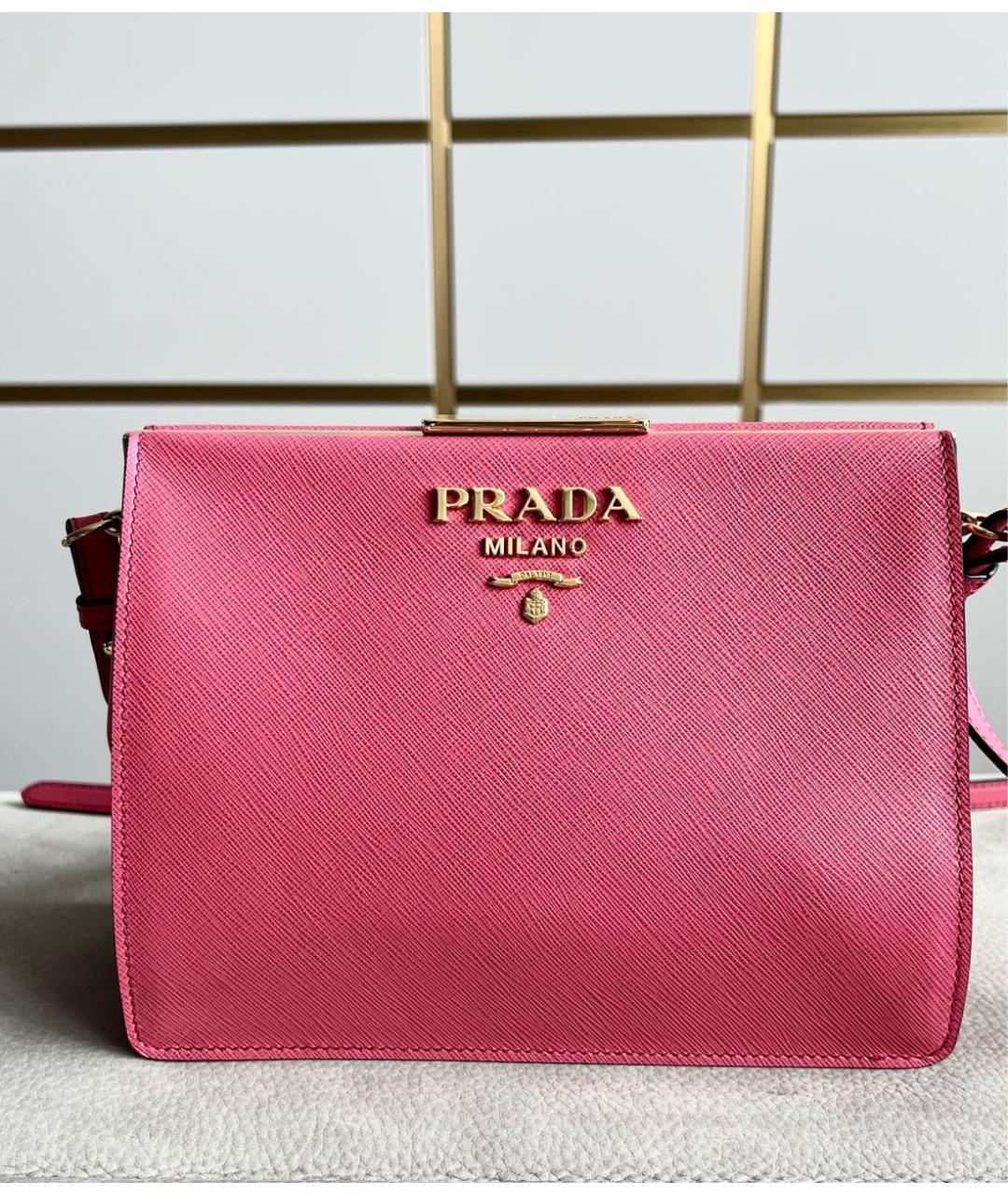 PRADA Розовая кожаная сумка через плечо, фото 8