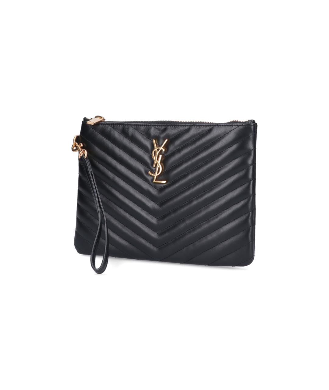 SAINT LAURENT Черная кожаная сумка с короткими ручками, фото 2