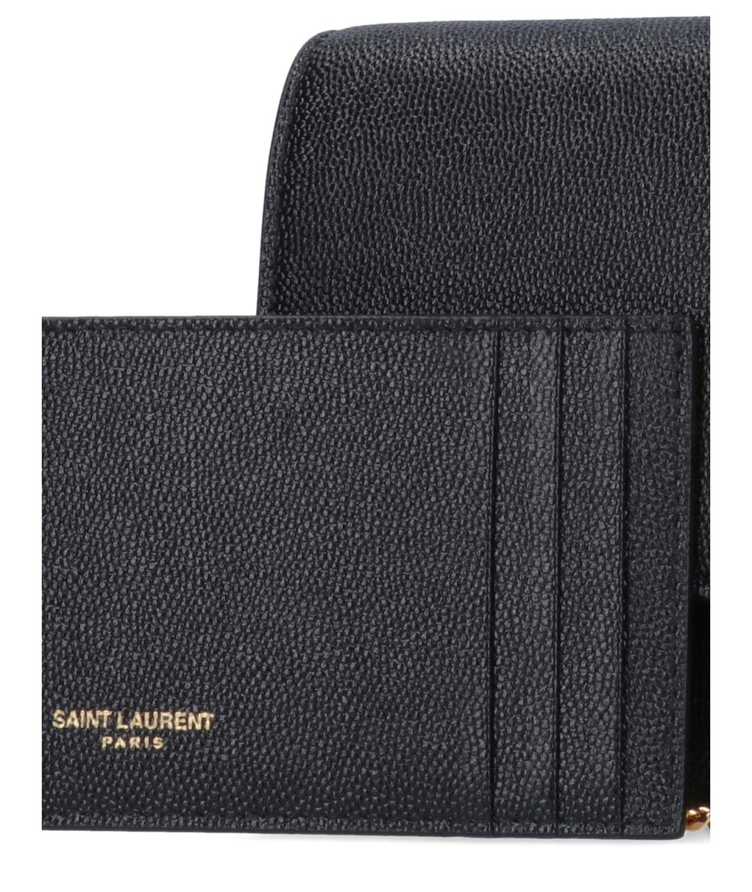SAINT LAURENT Черный кожаный кошелек, фото 5