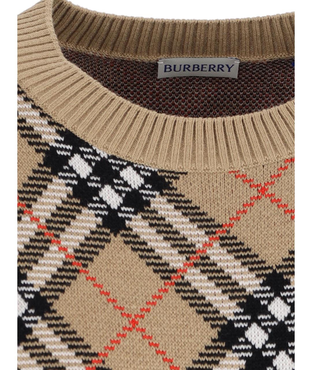 BURBERRY Бежевый шерстяной джемпер / свитер, фото 3