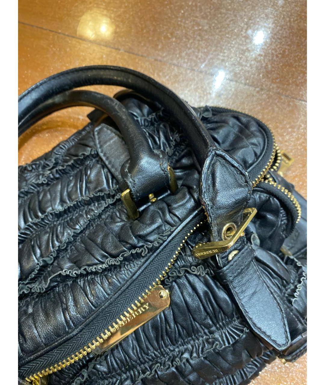 BURBERRY Черная кожаная сумка с короткими ручками, фото 7
