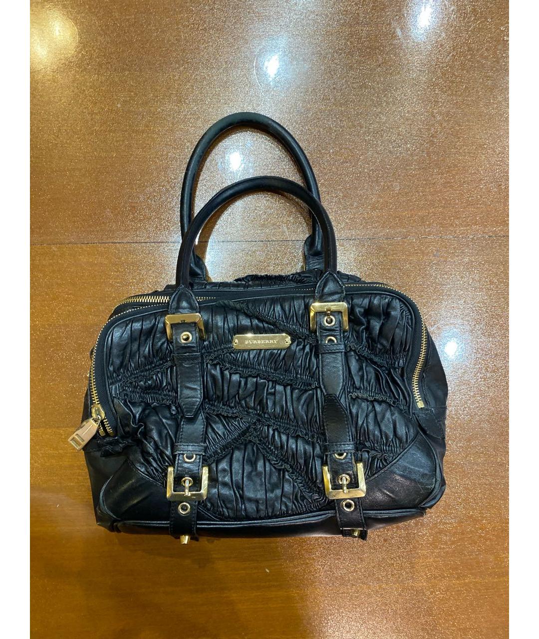 BURBERRY Черная кожаная сумка с короткими ручками, фото 9