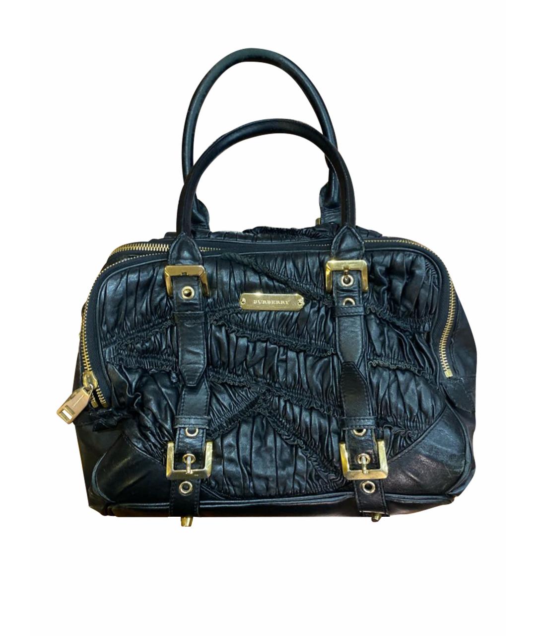 BURBERRY Черная кожаная сумка с короткими ручками, фото 1