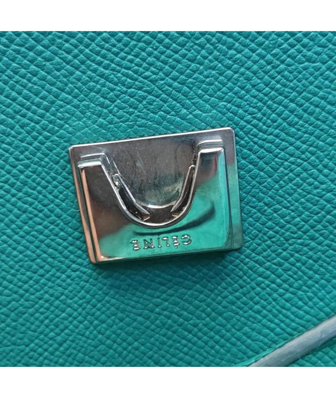 CELINE Зеленая кожаная сумка с короткими ручками, фото 7