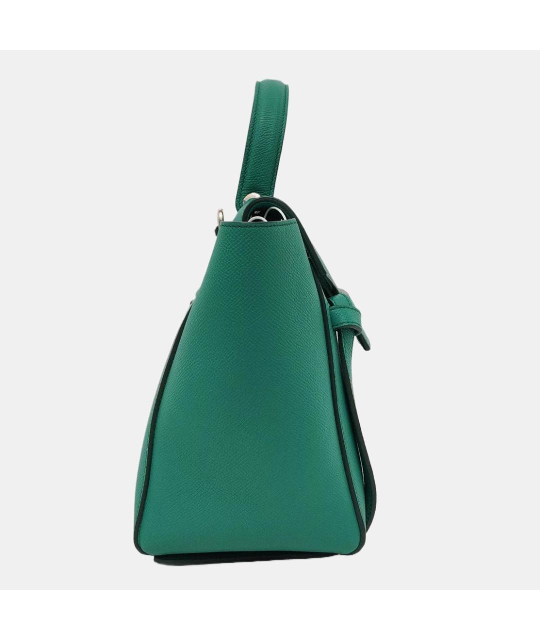 CELINE Зеленая кожаная сумка с короткими ручками, фото 3
