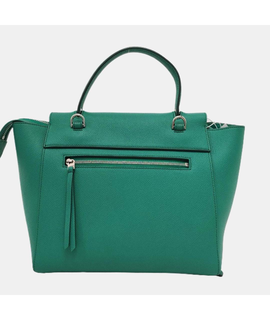 CELINE Зеленая кожаная сумка с короткими ручками, фото 4