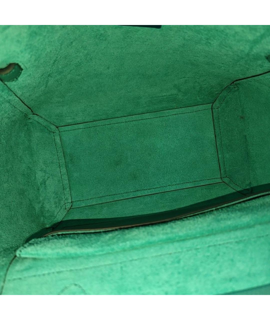 CELINE Зеленая кожаная сумка с короткими ручками, фото 6