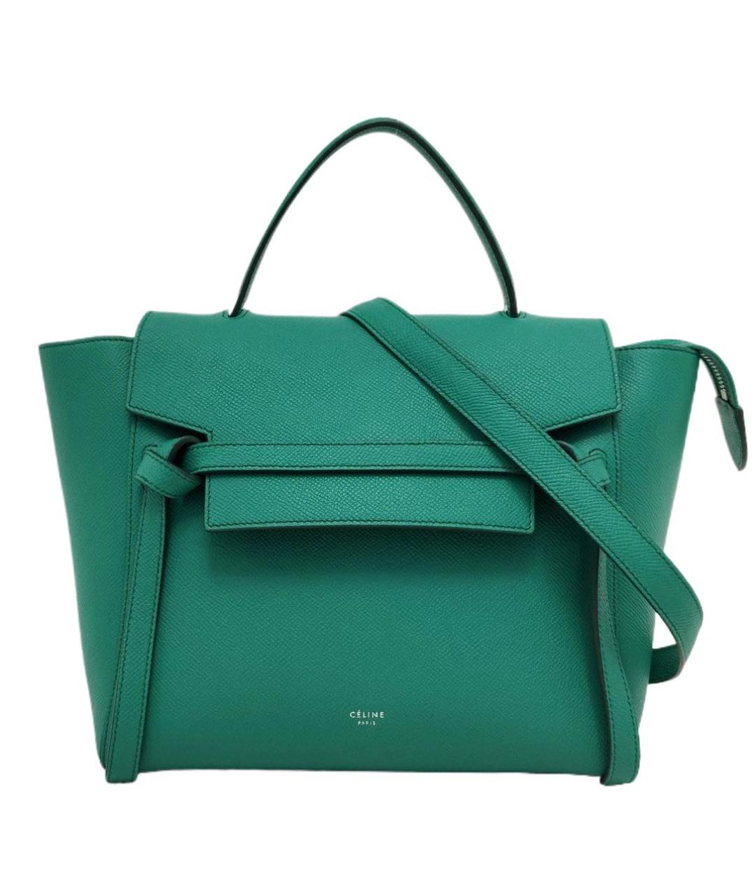 CELINE Зеленая кожаная сумка с короткими ручками, фото 1