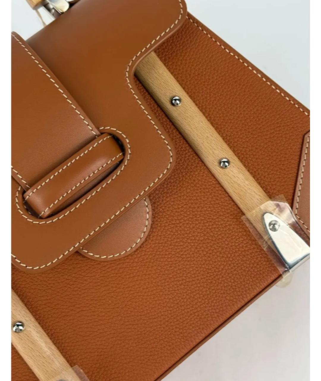 GOYARD Коричневая кожаная сумка с короткими ручками, фото 4