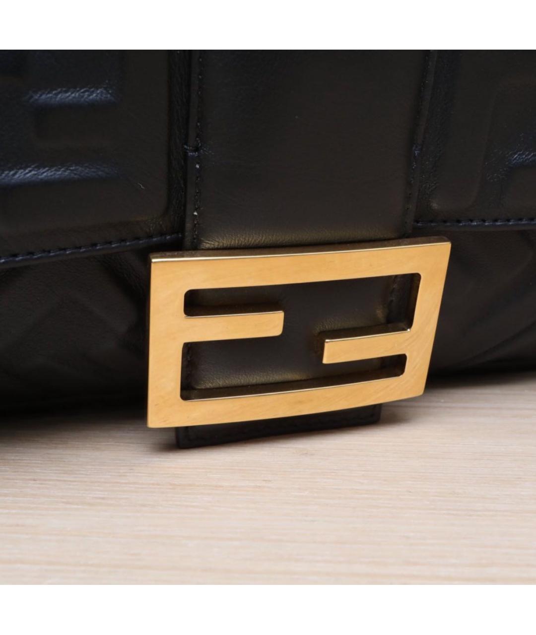FENDI Черная кожаная сумка тоут, фото 4