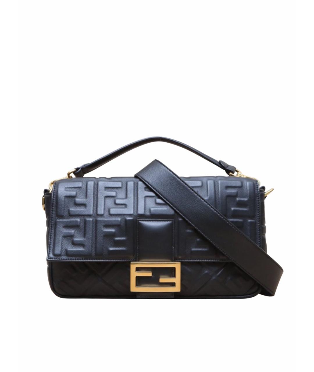 FENDI Черная кожаная сумка тоут, фото 9