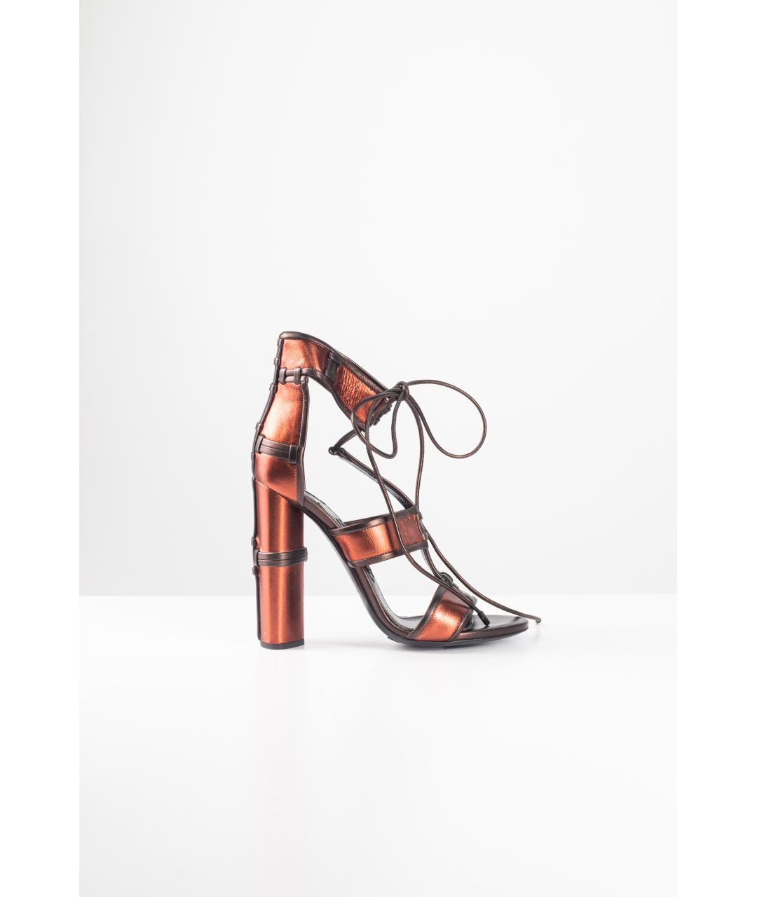 TOM FORD Золотые кожаные босоножки, фото 7