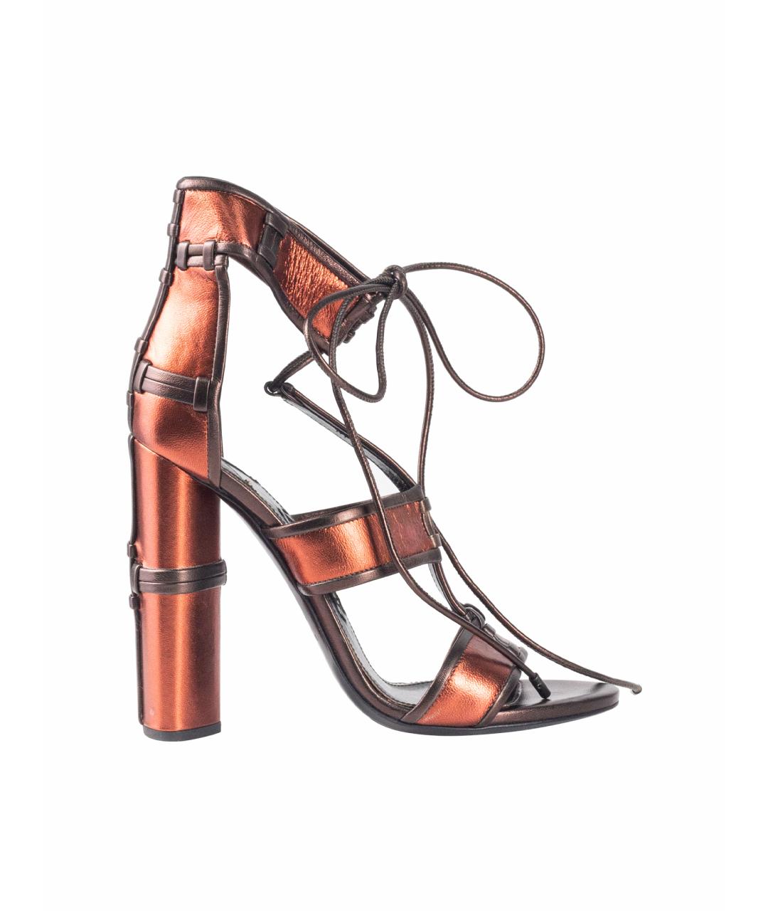 TOM FORD Золотые кожаные босоножки, фото 1