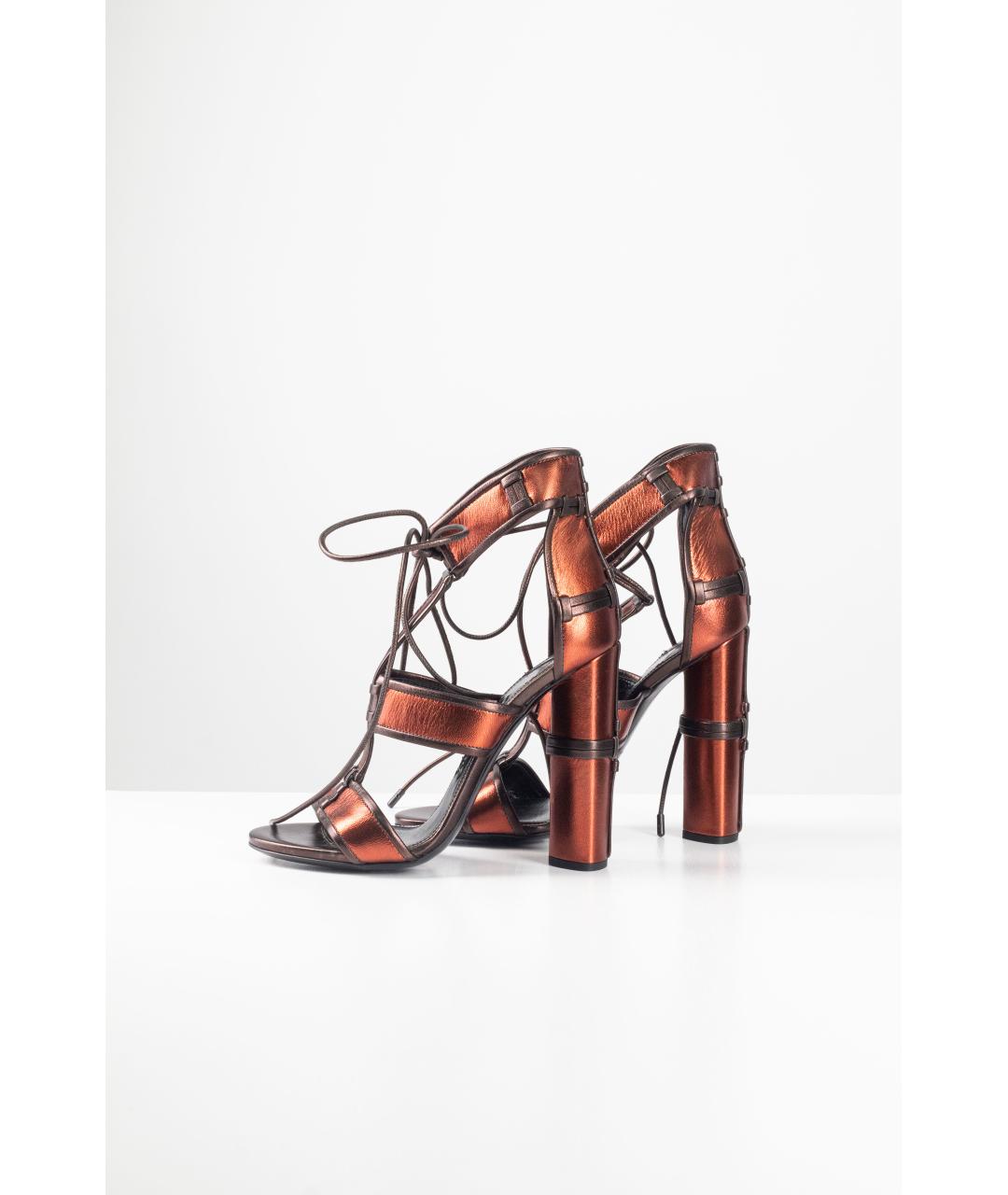 TOM FORD Золотые кожаные босоножки, фото 6