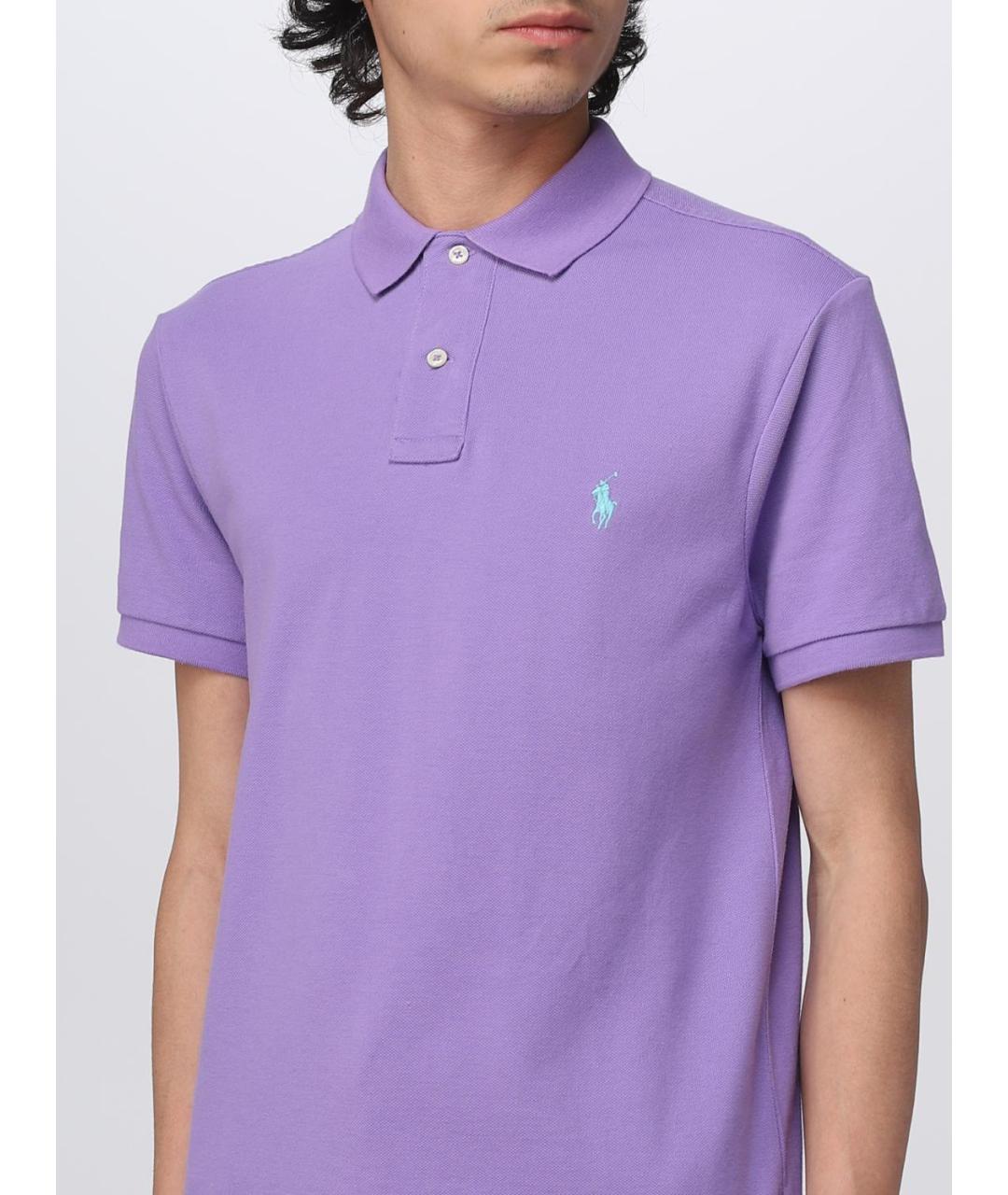 POLO RALPH LAUREN Фиолетовое хлопковое поло с коротким рукавом, фото 4