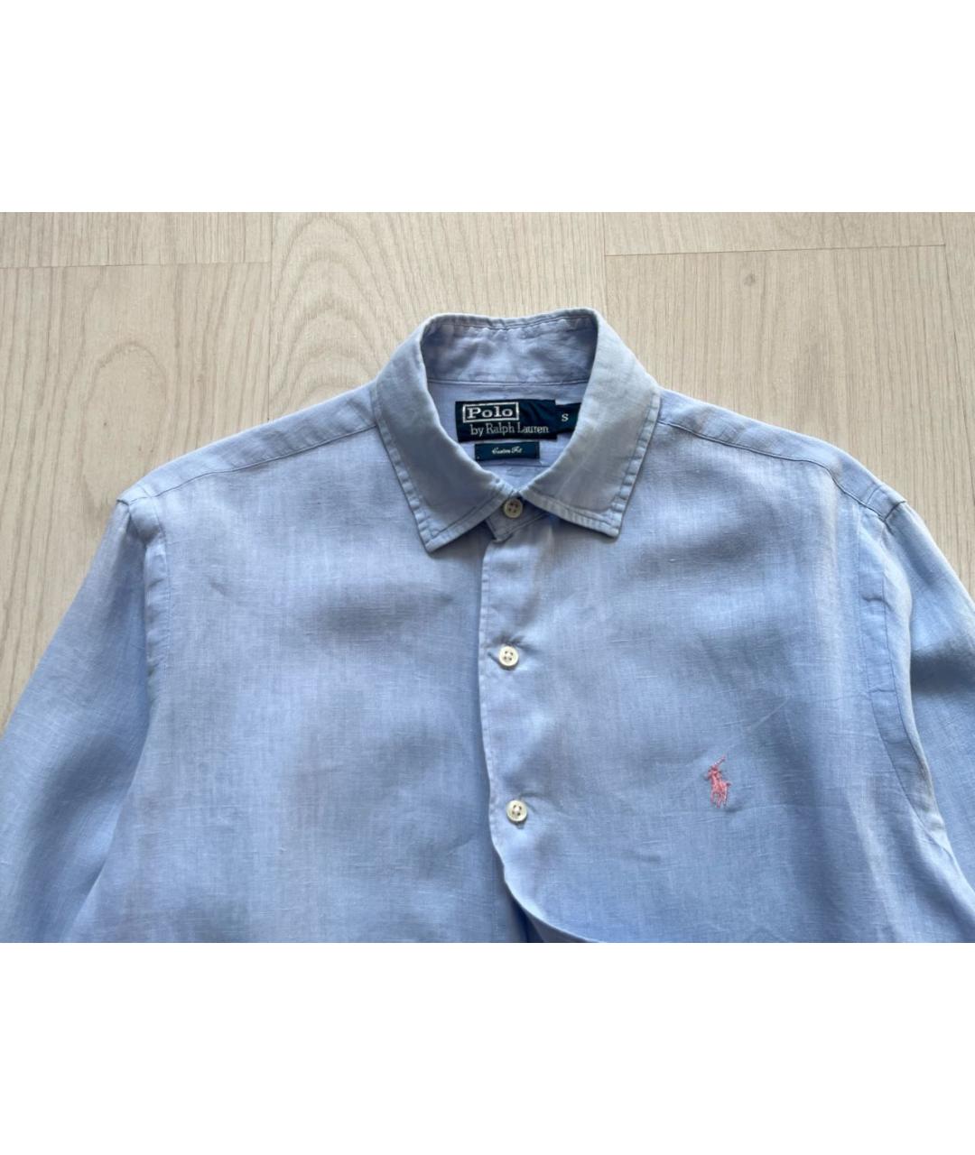 POLO RALPH LAUREN Голубая льняная классическая рубашка, фото 3
