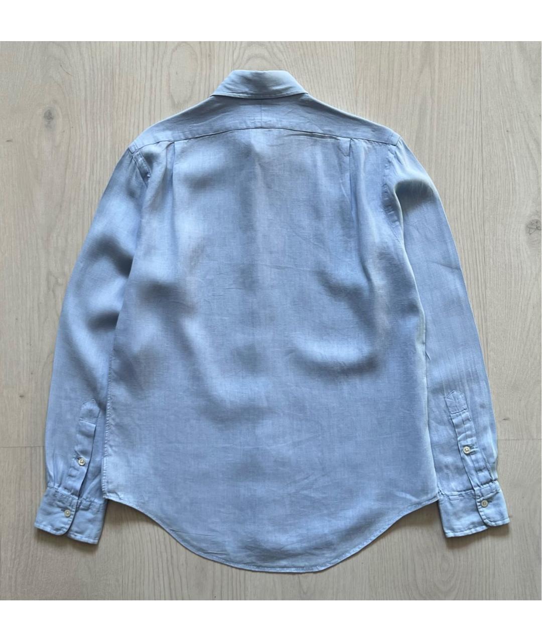 POLO RALPH LAUREN Голубая льняная классическая рубашка, фото 2