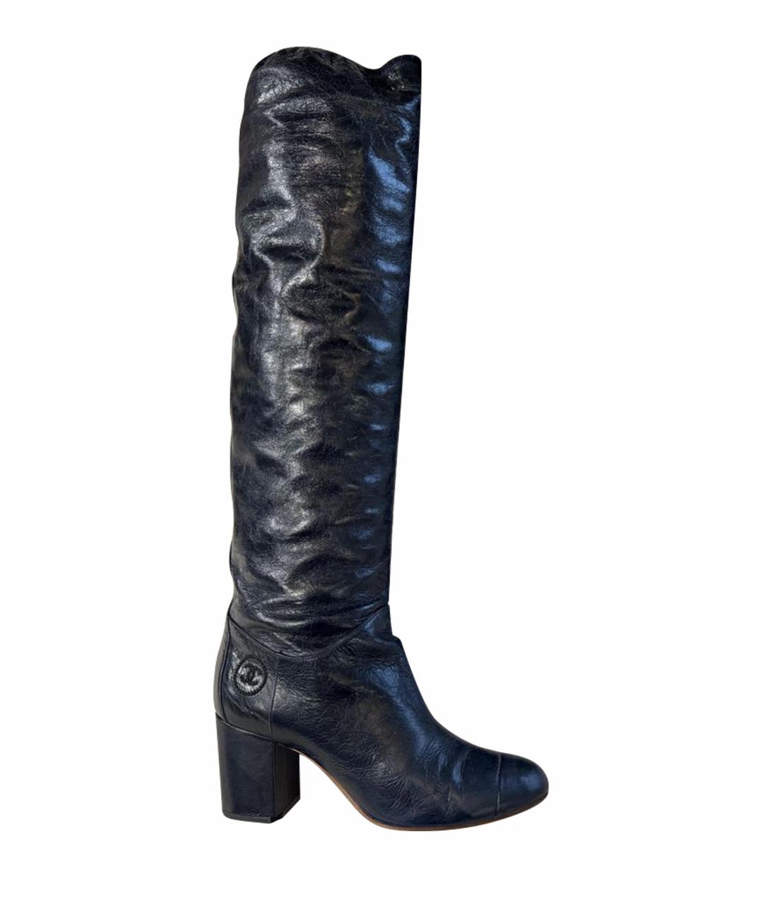 CHANEL Черные кожаные сапоги, фото 3