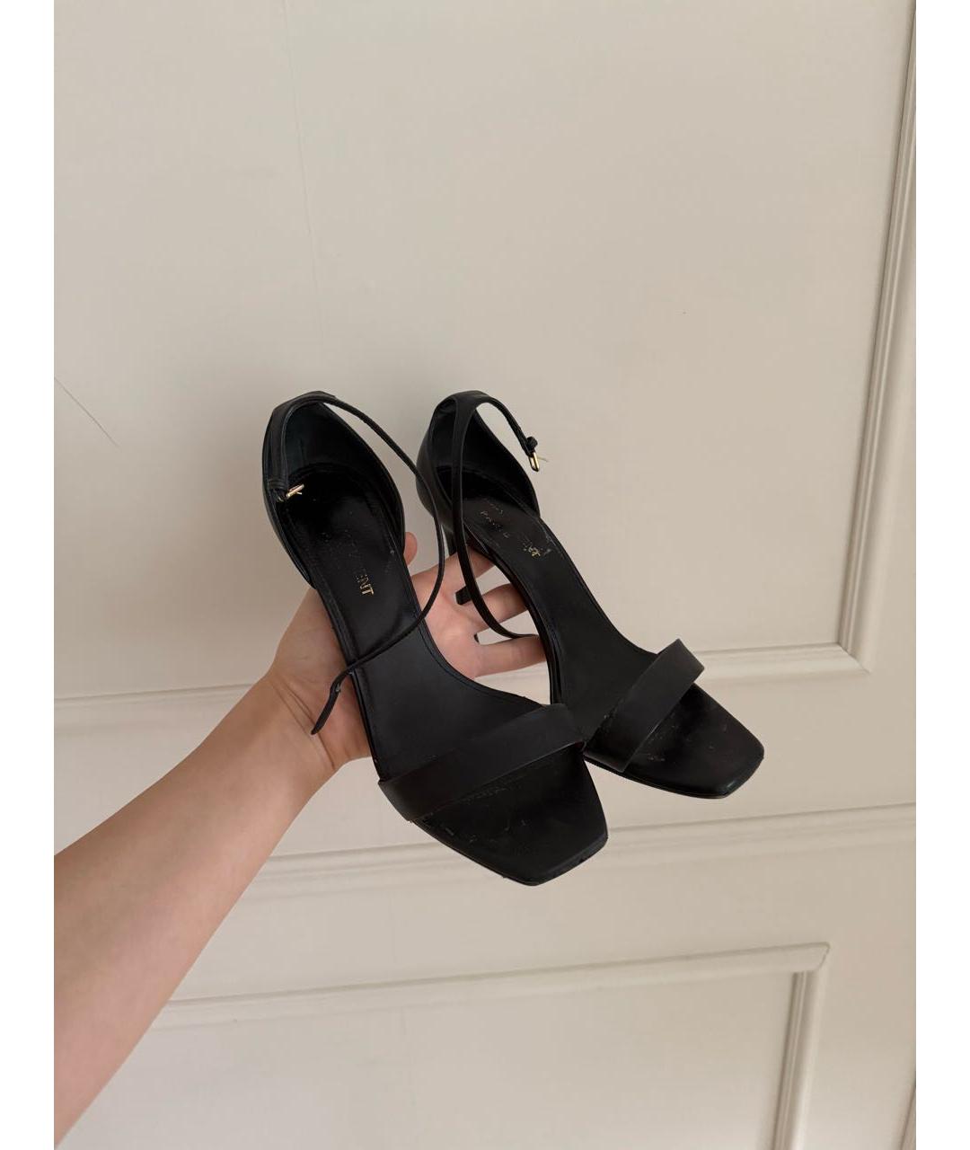 SAINT LAURENT Черные кожаные босоножки, фото 2