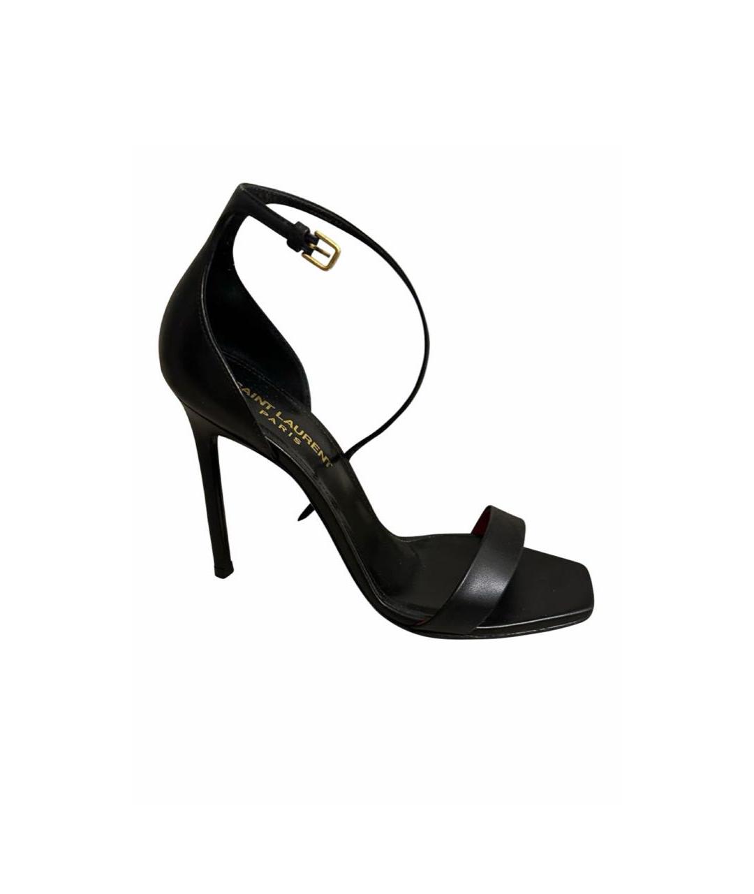 SAINT LAURENT Черные кожаные босоножки, фото 6