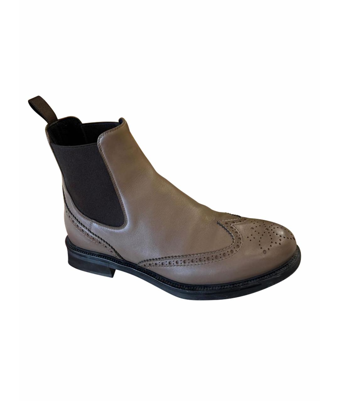 SANTONI Бежевые кожаные ботинки, фото 1