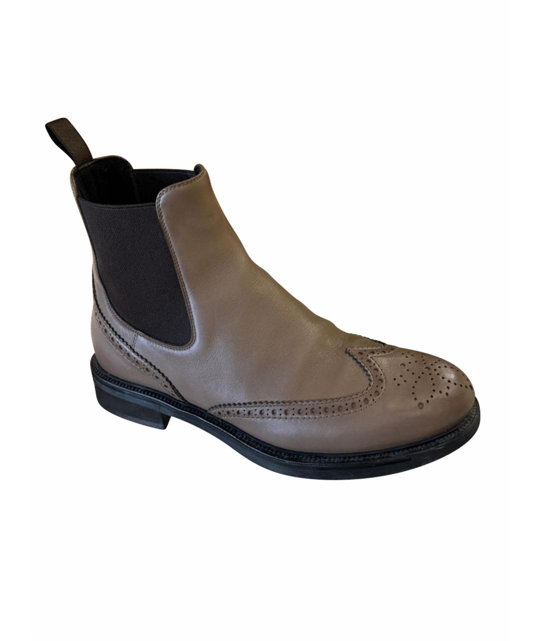 SANTONI Бежевые кожаные ботинки, фото 3
