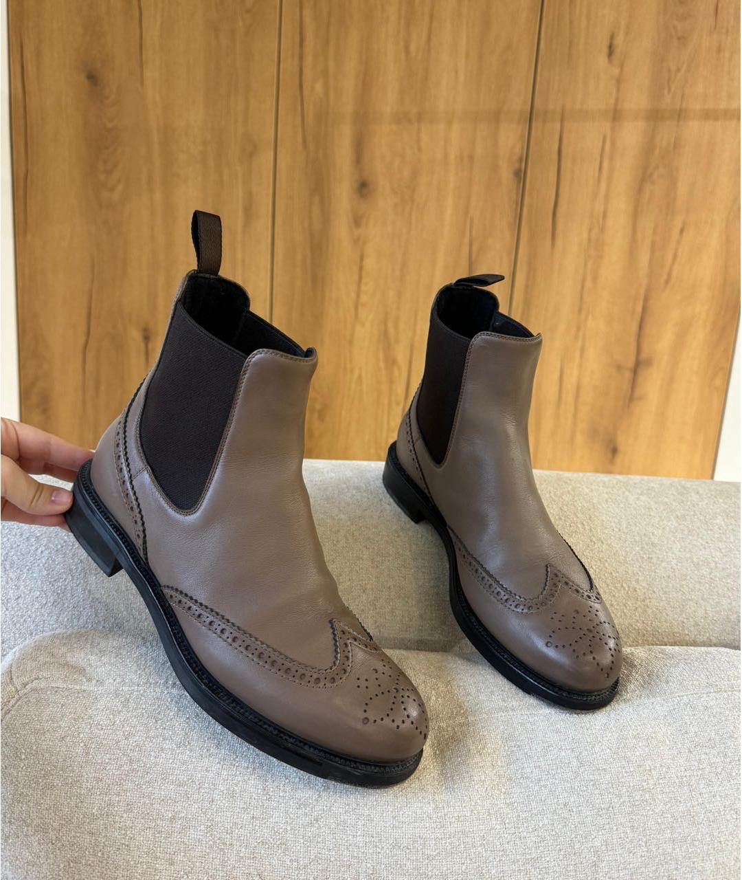 SANTONI Бежевые кожаные ботинки, фото 2