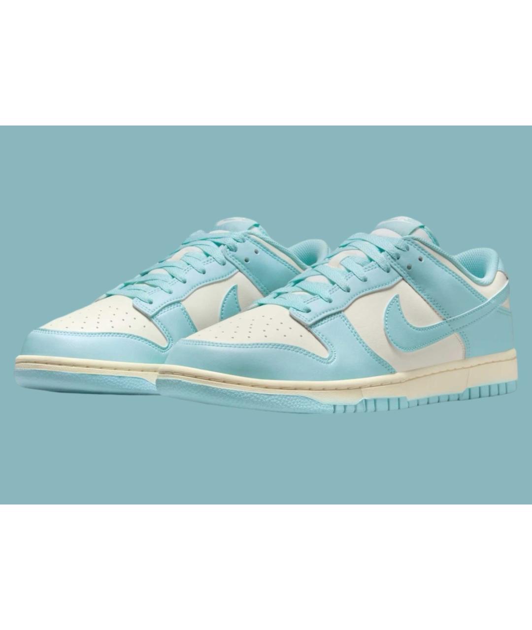 NIKE Голубые кожаные низкие кроссовки / кеды, фото 2