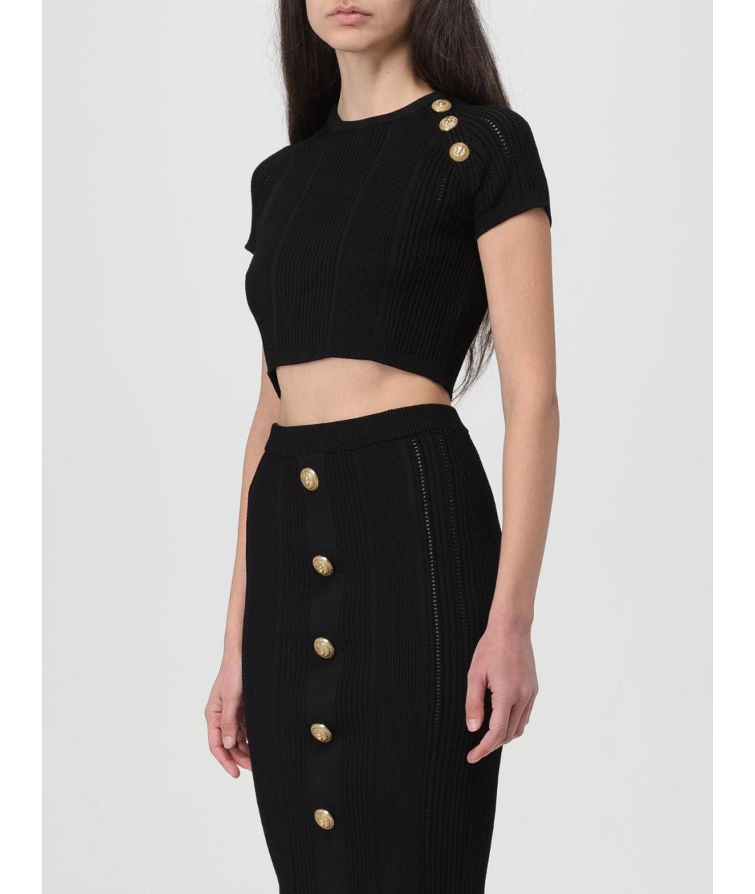 BALMAIN Черная вискозная футболка, фото 5