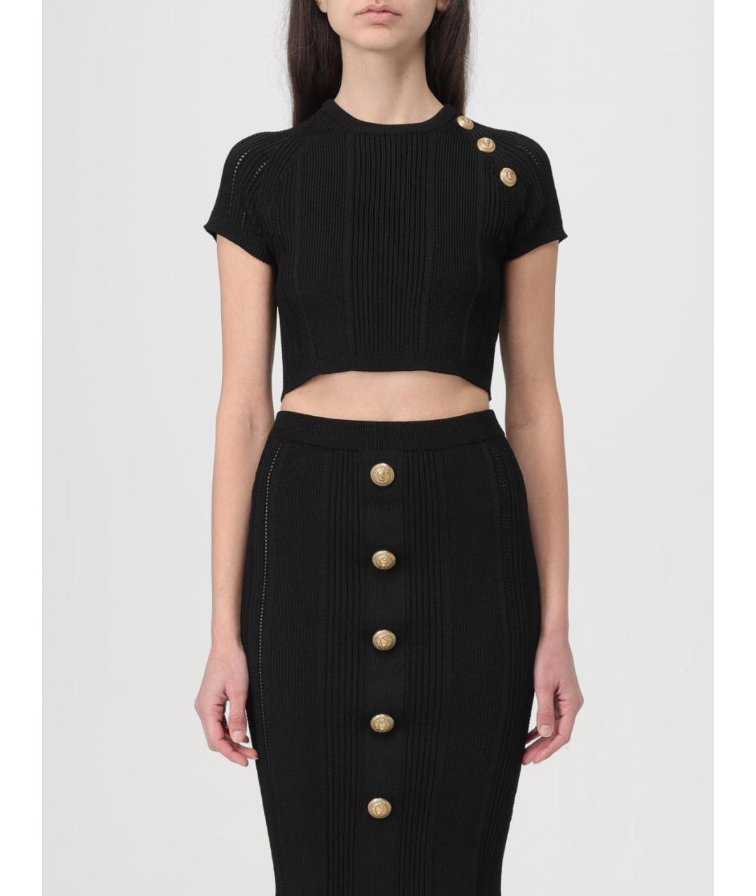 BALMAIN Черная вискозная футболка, фото 2