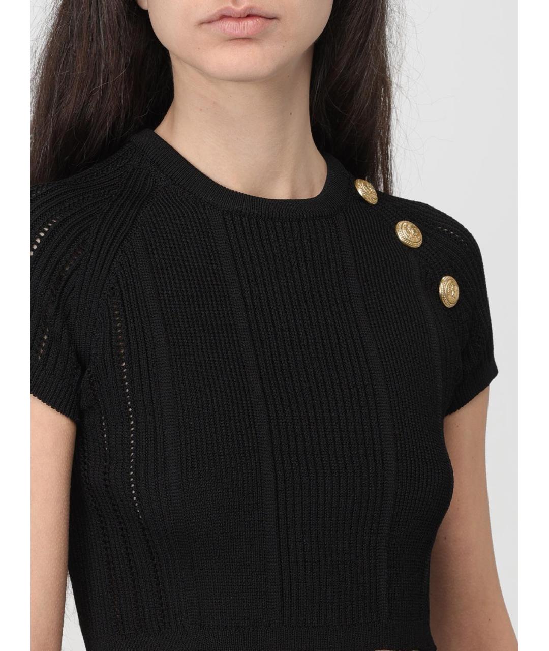 BALMAIN Черная вискозная футболка, фото 6