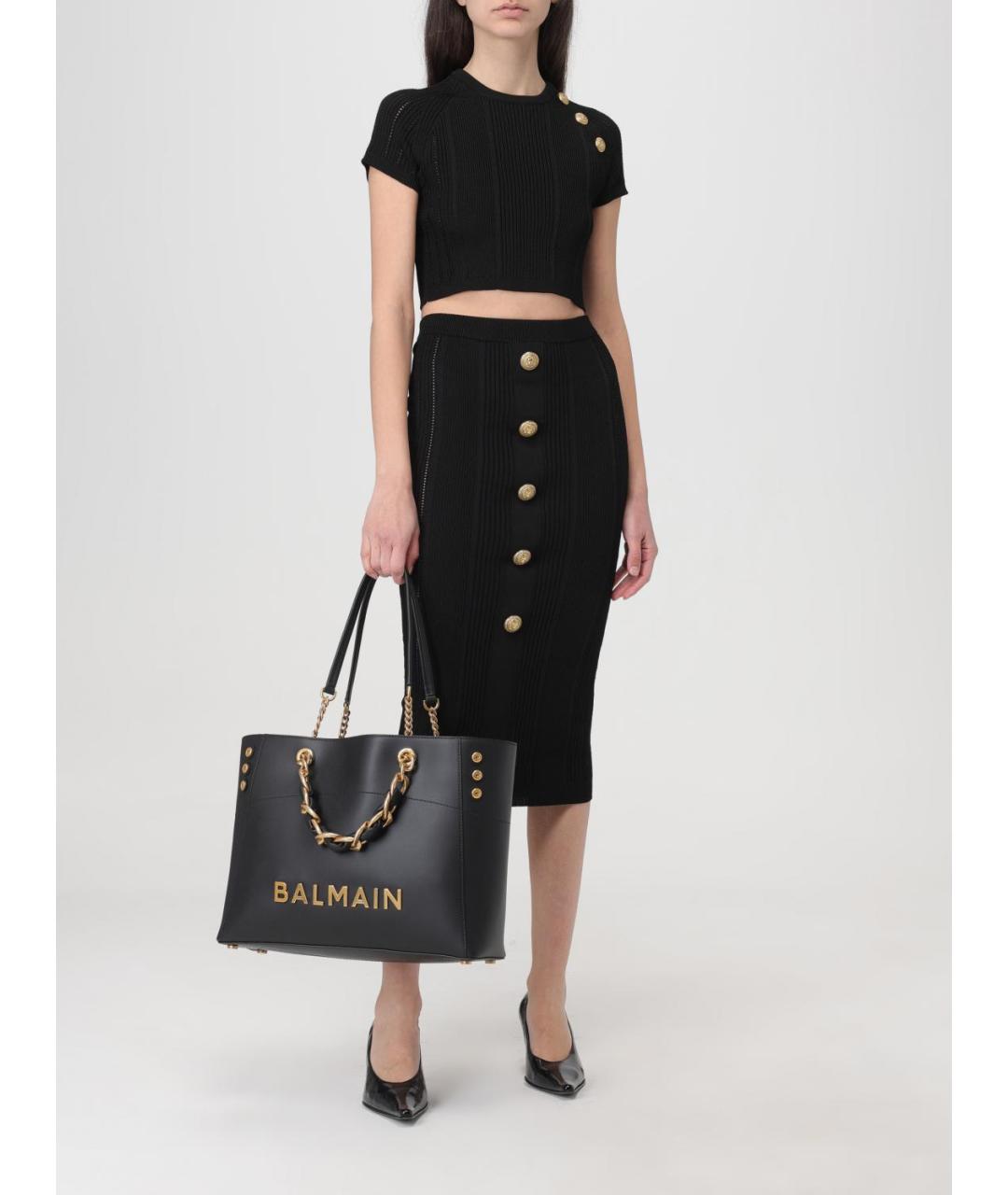 BALMAIN Черная вискозная футболка, фото 3