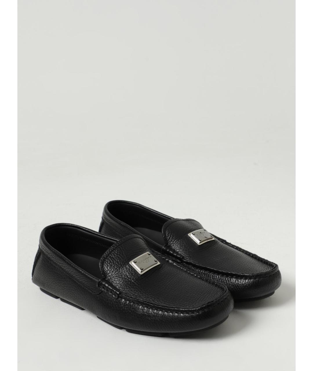 DOLCE&GABBANA Черные кожаные мокасины, фото 2