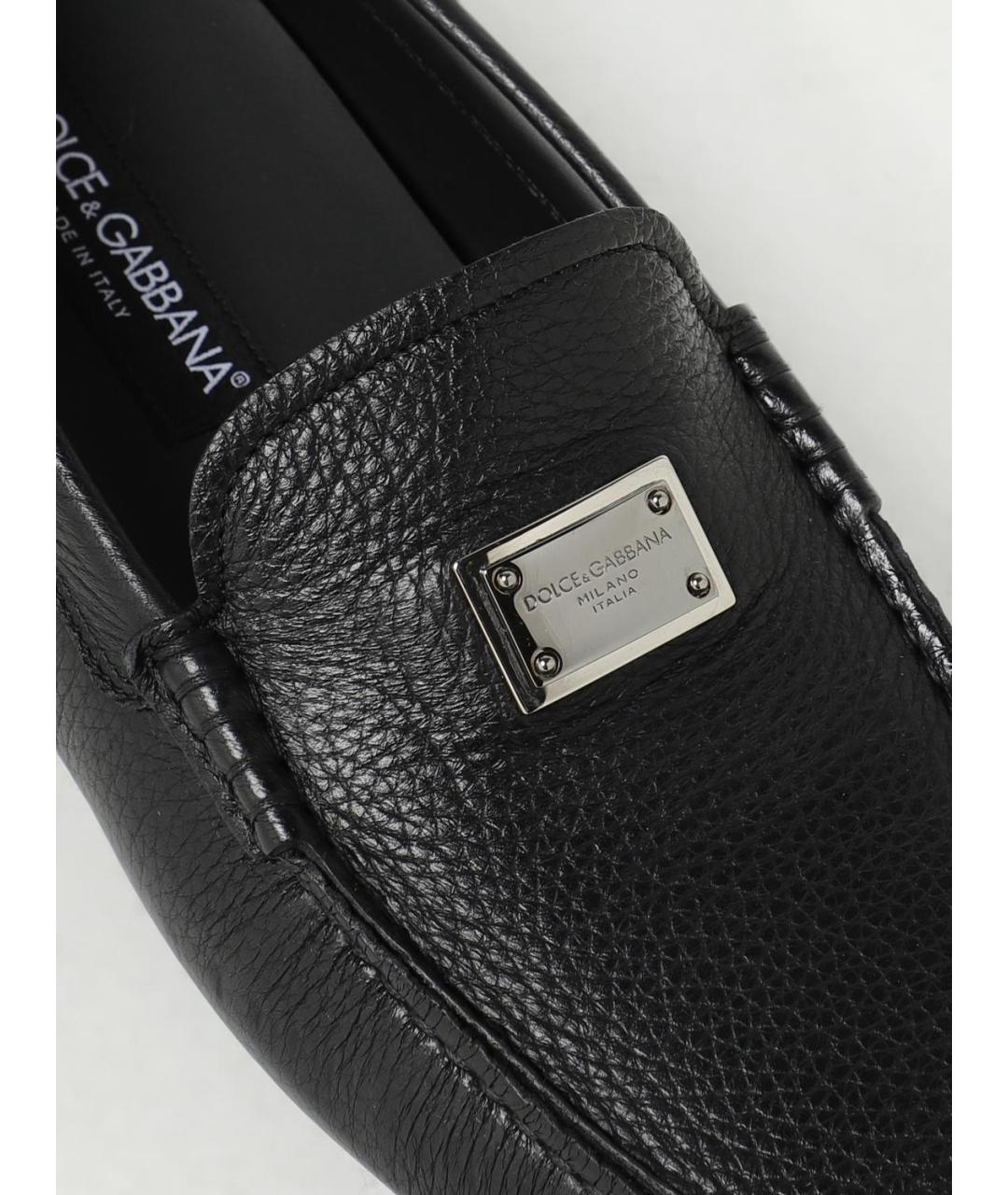 DOLCE&GABBANA Черные кожаные мокасины, фото 4