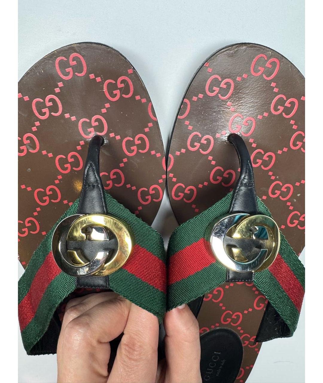 GUCCI Кожаные шлепанцы, фото 4