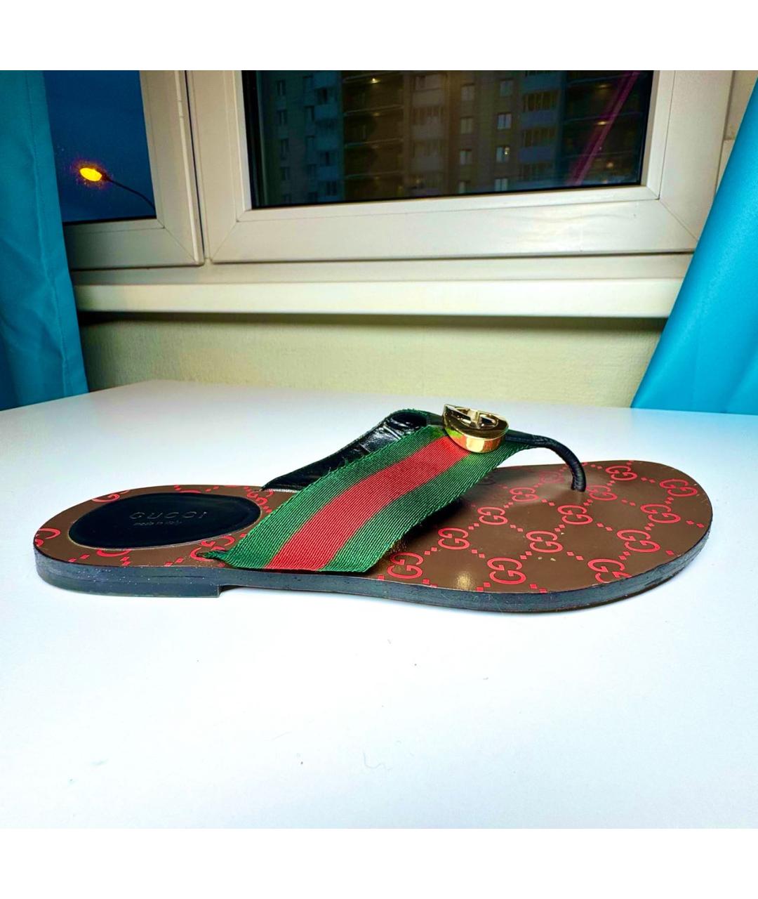 GUCCI Кожаные шлепанцы, фото 9