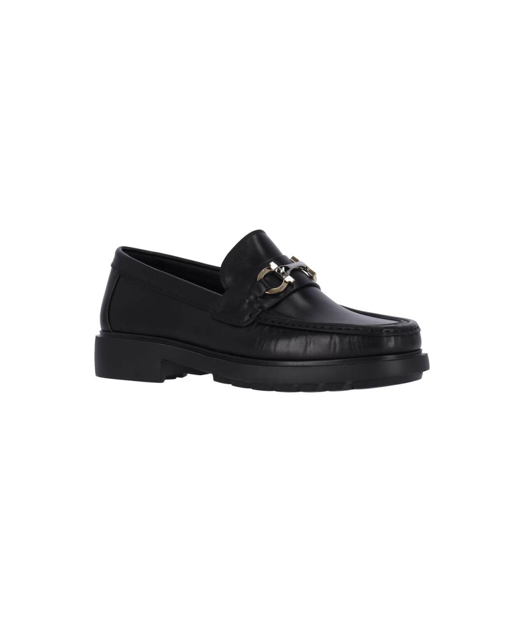 FERRAGAMO Черные кожаные лоферы, фото 2