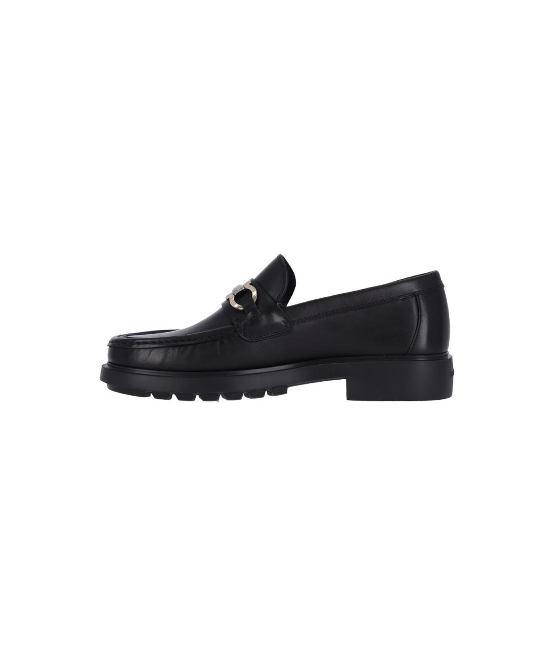 FERRAGAMO Черные кожаные лоферы, фото 3