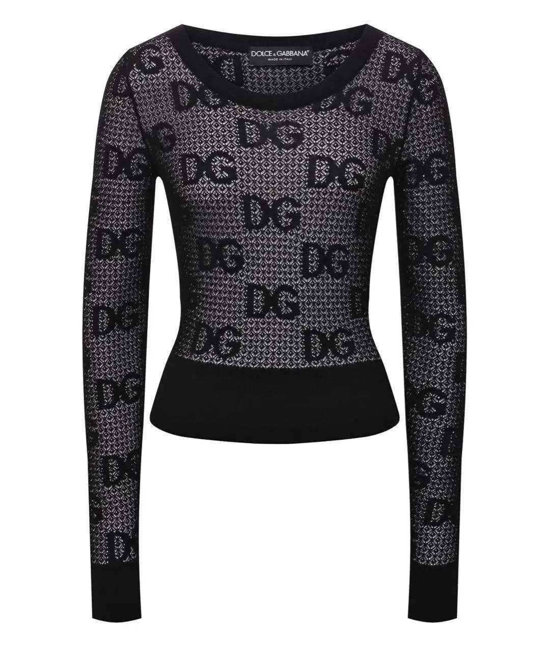DOLCE&GABBANA Черный вискозный джемпер / свитер, фото 4